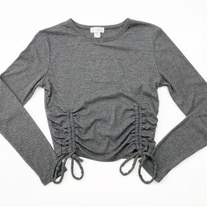 Sky & Sparrow gray cinch long sleeve crop top